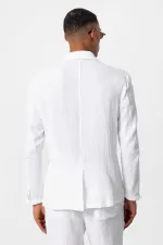 Antioch Off-White Double-Breasted Unlined Men's Blazer Jacket