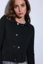 Antioch Black Double-Breasted Women's Knitted Cardigan