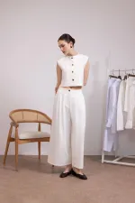 Antioch Beyaz Keten Karışımlı Kadın Culotte Pantolon