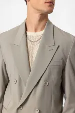 Antioch Light Khaki Single Button Double-Breasted Men's Blazer Jacket