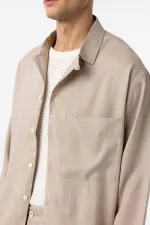 Chemise homme Antioch beige en lin mélangé, coupe décontractée