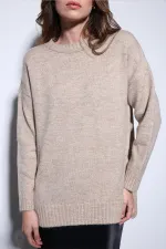 Pull Antioch beige pour femme avec détail fendu