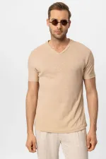 Antioch Bej V Yaka Basic Erkek T-Shirt