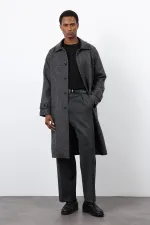Antioch Black Wool Blend Contrast Collar Men's Coat