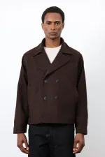 Antioch Coffee Double-Breasted Short Men's Coat