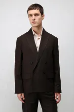 Antioch Dark Brown Relax Fit Linen Blend Men's Blazer Jacket