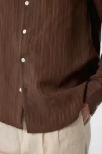 Antioch Coffee Striped and Textured Men's Shirt