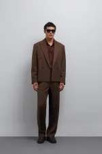 Antioch Kahve Kruvaze Relax Crop Fit Blazer Ceket