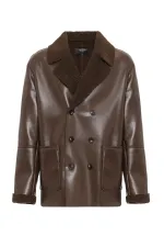 Veste croisée en similicuir pour homme Antioch avec doublure couleur café