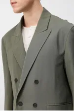 Antioch Khaki Modal Blend Relaxed Fit Men's Blazer Jacket