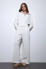 Antioch Ekru Fermuarlı Kadın Eşofman Takım