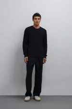 Pull texturé bleu marine Antioch pour homme