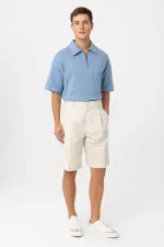 Bermuda plissé taille haute décontracté Antioch Stone pour homme