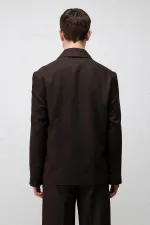 Antioch Dark Brown Relax Fit Linen Blend Men's Blazer Jacket