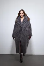 Antioch Anthracite Faux Fur Long Coat