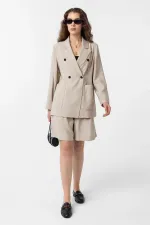 Antioch Bej Kruvaze Kadın Blazer Ceket