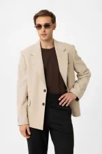 Antioch Bej Relax Fit Erkek Blazer Ceket