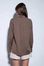 Antioch Açık Kahve Premium Kadın Gömlek