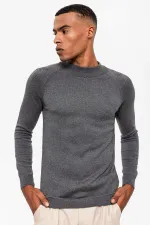Pull en maille pour homme Antioch Grey Melange à col roulé semi-roulé