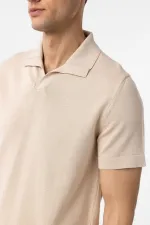 T-shirt en maille à col Apache 100% coton Antioch Stone