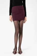 Antioch Bordo Kadın Düğme Detaylı Mini Etek