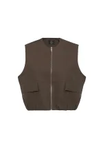 Antioch Kahve Oversize Kadın Yelek