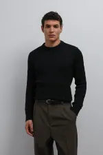 Antioch Black Textured Knit Men's Sweater