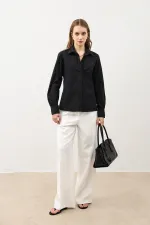 Antioch Siyah Basic Slim Fit Kadın Gömlek