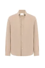 Chemise homme Antioch Stone en lin mélangé à col boutonné