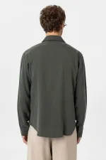 Antioch Haki Relax Fit Liyosel Kumaş Erkek Gömlek