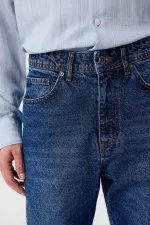 Jean Antioch Navy taille haute coupe classique pour homme