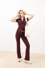 Leggings évasés taille haute bordeaux Antioch pour femmes