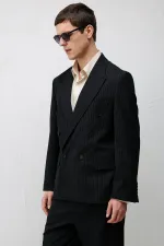 Costume rayé noir Antioch coupe décontractée pour homme