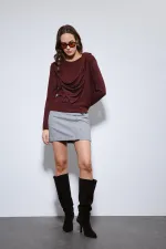 Antioch Bordo Drapeli Şal Detaylı Top