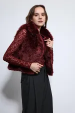Gilet Antioch bordeaux aspect peluche
