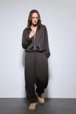 Antioch Kahve Volümlü Ceket Ve Paça Lastikli Eşofman Takım