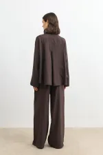 Chemise Antioch marron foncé à col montant spécial pour femme