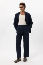 Antioch Lacivert Keten Karışımlı Kruvaze Düğmeli Erkek Blazer Ceket Antioch Lacivert Keten Karışımlı Kruvaze Düğmeli Erkek Blazer Ceket