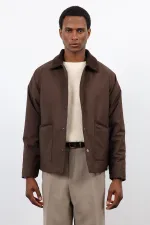 Antioch Kahve Kontrast Yaka Erkek Mont