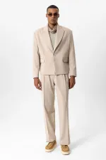 Antioch Bej Crop Fit Erkek Blazer Ceket
