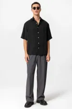 Antioch Black Short-Sleeved Oversize Men's Shirt