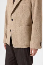 Blazer oversize pour homme, beige à chevrons, style Antioch