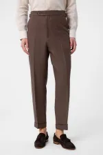 Antioch Light Brown 100% Linen Italian Cut Men's Trousers