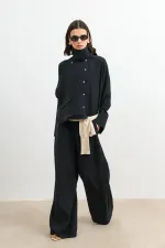 Antioch Siyah Özel Dik Yaka Kadın Gömlek