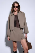 Antioch Haki Fermuarlı Bomber Kadın Ceket