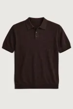 T-shirt homme Antioch Coffee en maille texturée à col polo
