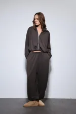 Antioch Kahve Volümlü Ceket Ve Paça Lastikli Eşofman Takım