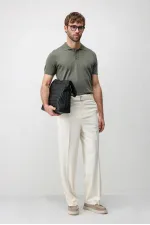 Antioch Ecru Relaxed Fit Belted Men's Trousers