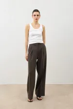 Antioch Coffee High-Waisted Pleated Women's Trousers