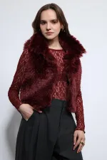 Gilet Antioch bordeaux aspect peluche